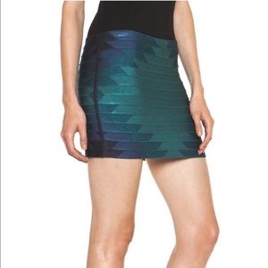 Haute Hippie Aztec Banded Mini Skirt Teal (S)